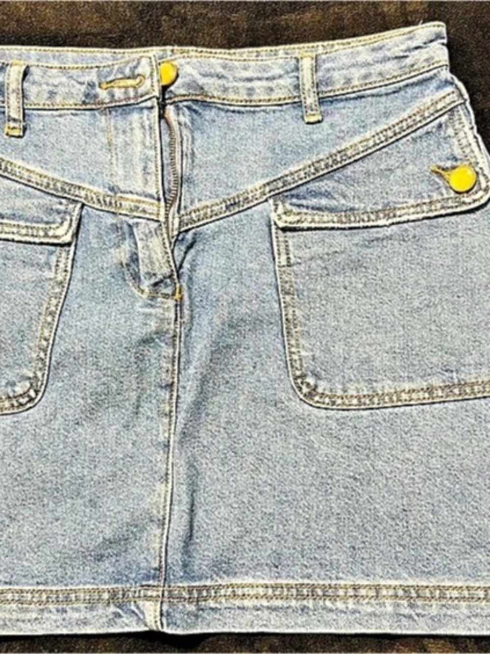 House of Harlow 1960 Denim Mini Skirt with Front Flap Pockets Blue Size 6